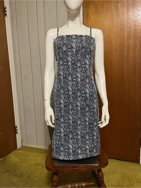 La Belle Gray Snake-Print Midi Slip Dress